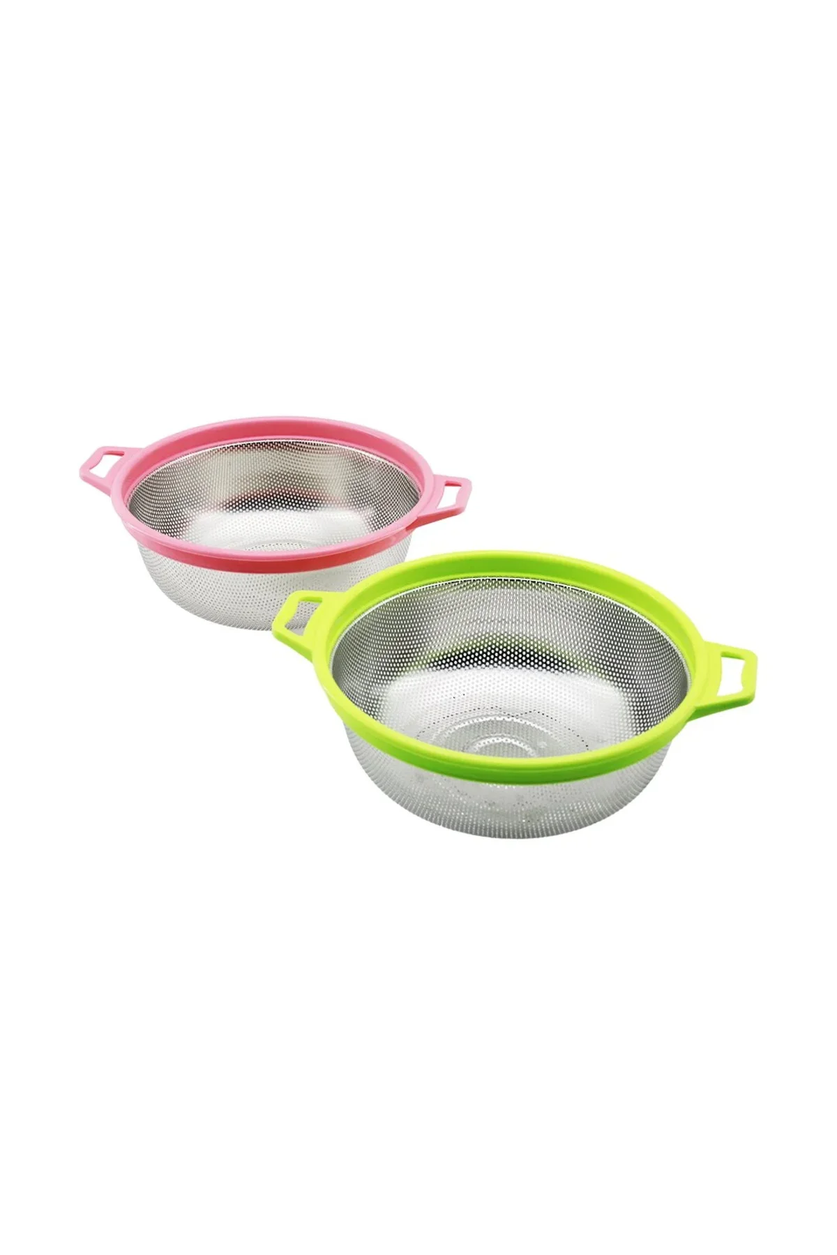 24CM Renkli Plastik Çerçeve - Kulplu Çelik Sepet Metal Süzgeç 24CM Renkli Plastik Çerçeve - Kulplu Çelik Sepet Metal Süzgeç