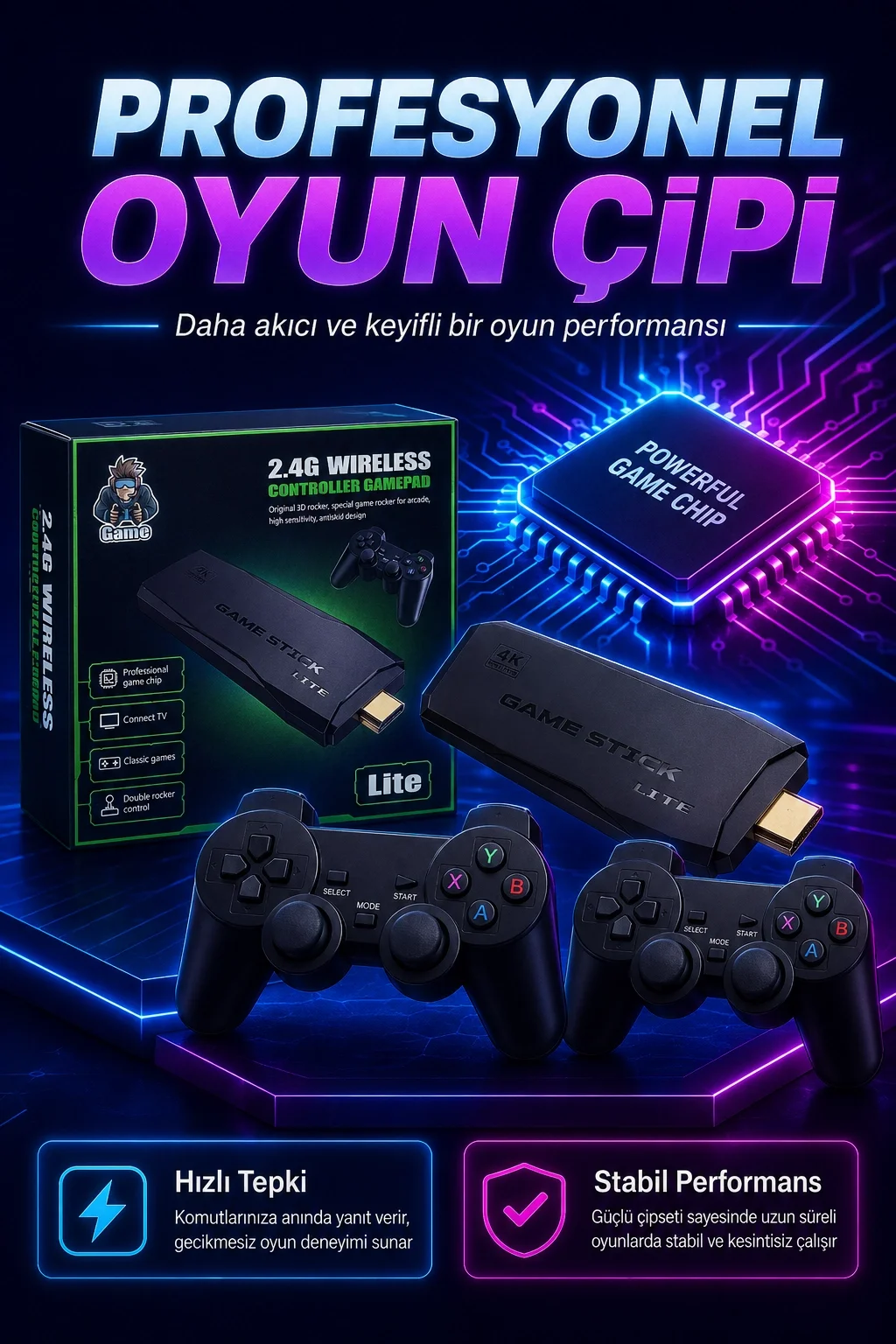 2.4G Kablosuz Gamepadli Mini Oyun Konsolu HDMI Destekli Retro Oyun Cihazı Seti