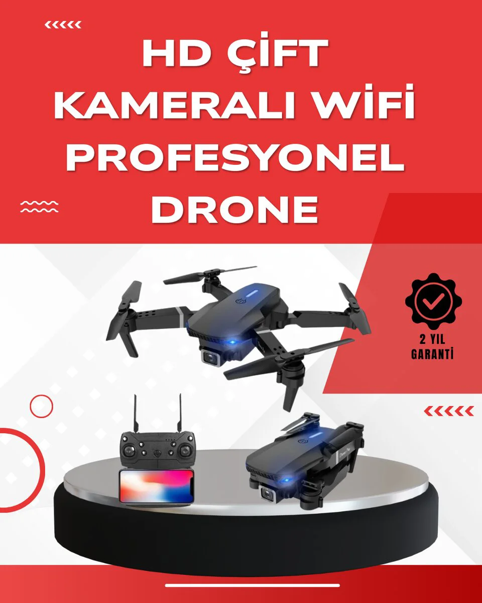 2.4G Katlanabilir Drone 4K Kamera 100 Metre Uçuş Mesafeli