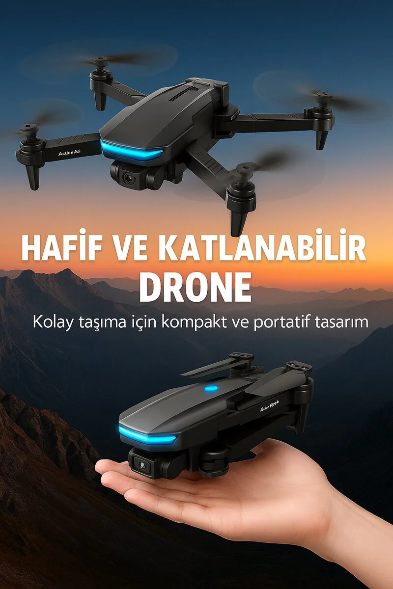 2.4G Katlanabilir Drone 4K Kamera 100 Metre Uçuş Mesafeli