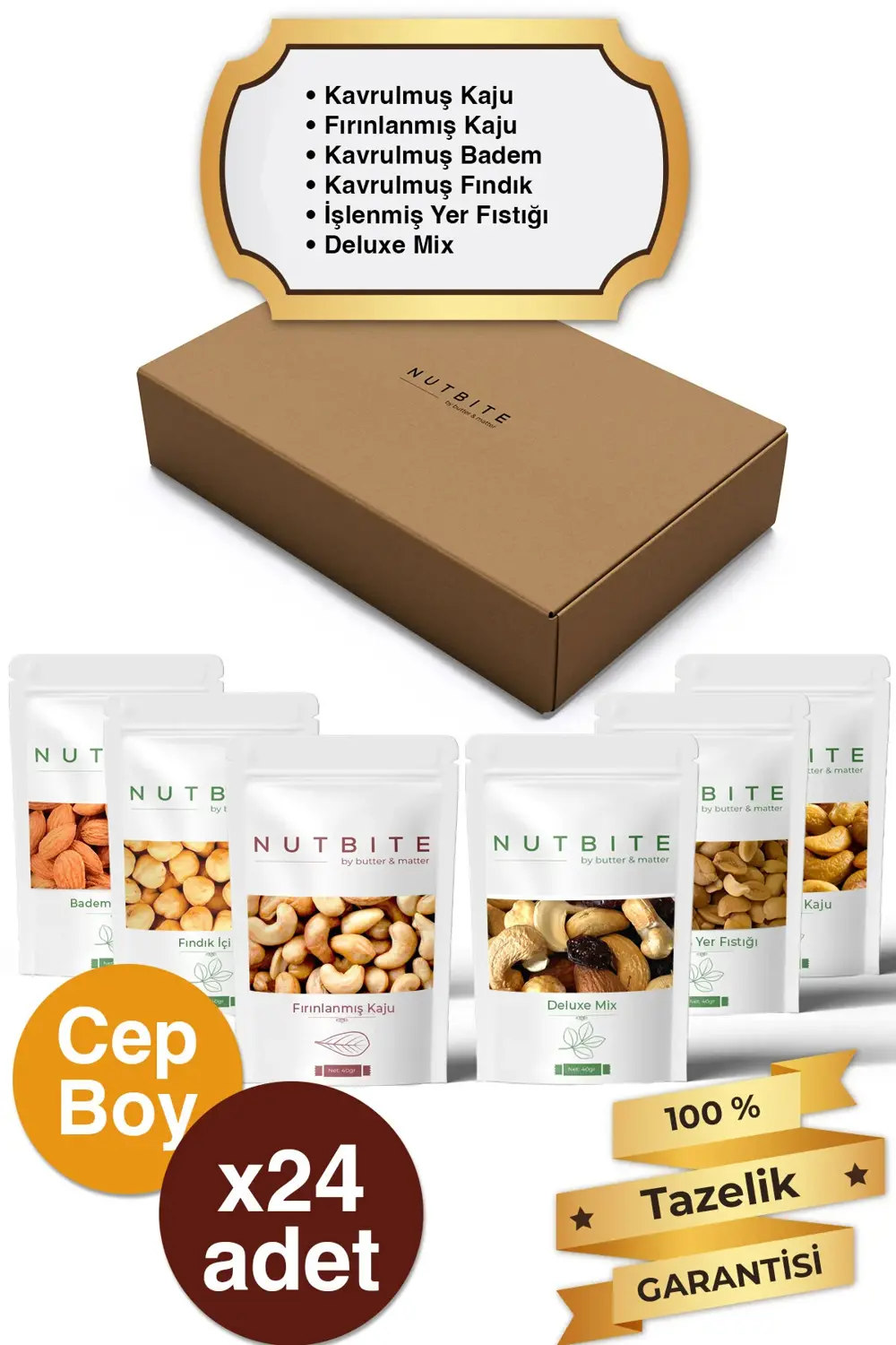 24'lü Cep Boy Kavrulmuş Karışık Paket - 24 x 40gr Cep Boy - Sağlı