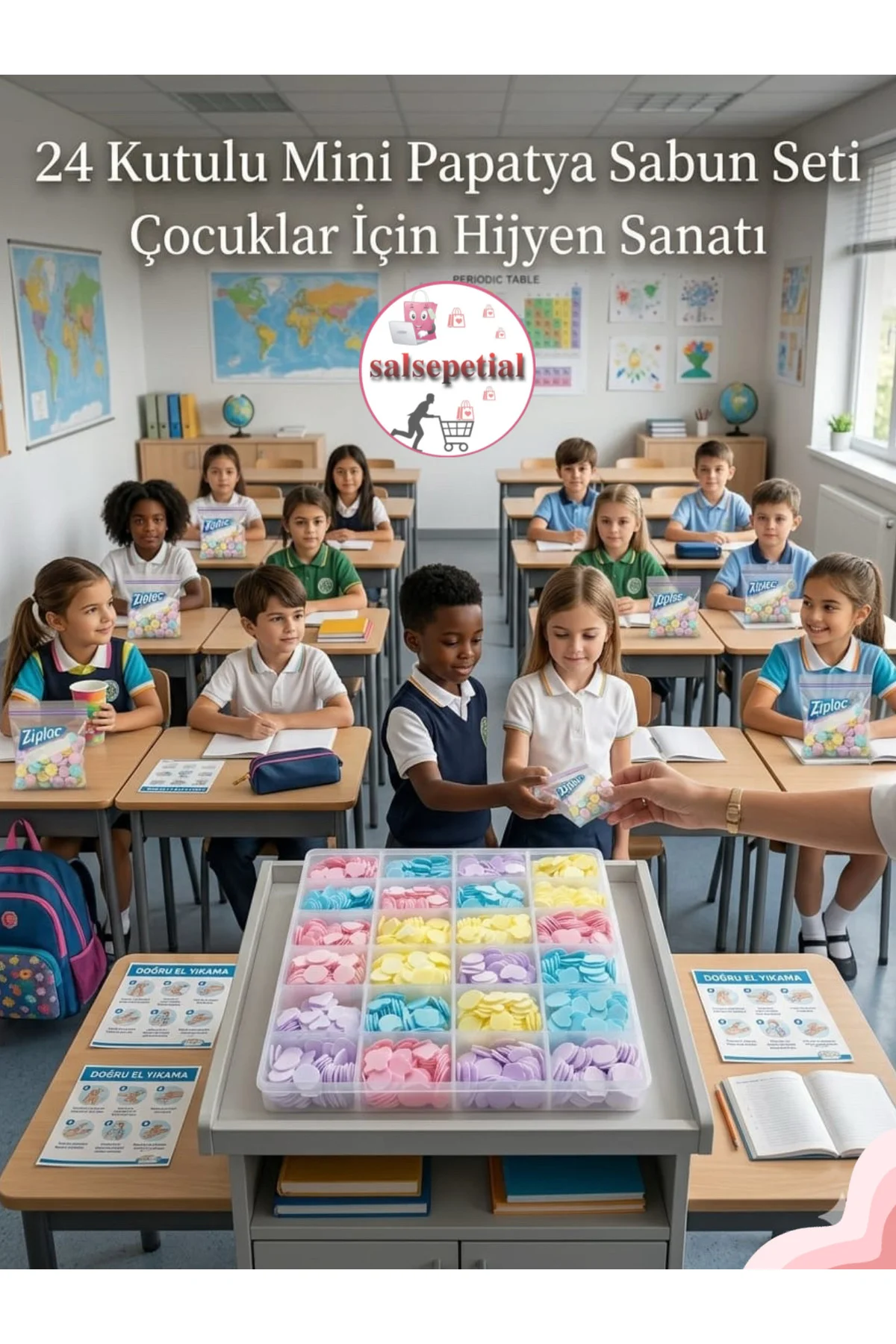 24’lü Kutulu 2400 Adet Çiçek Kokulu Mini El Sabunu Eriyen Mini Ka
