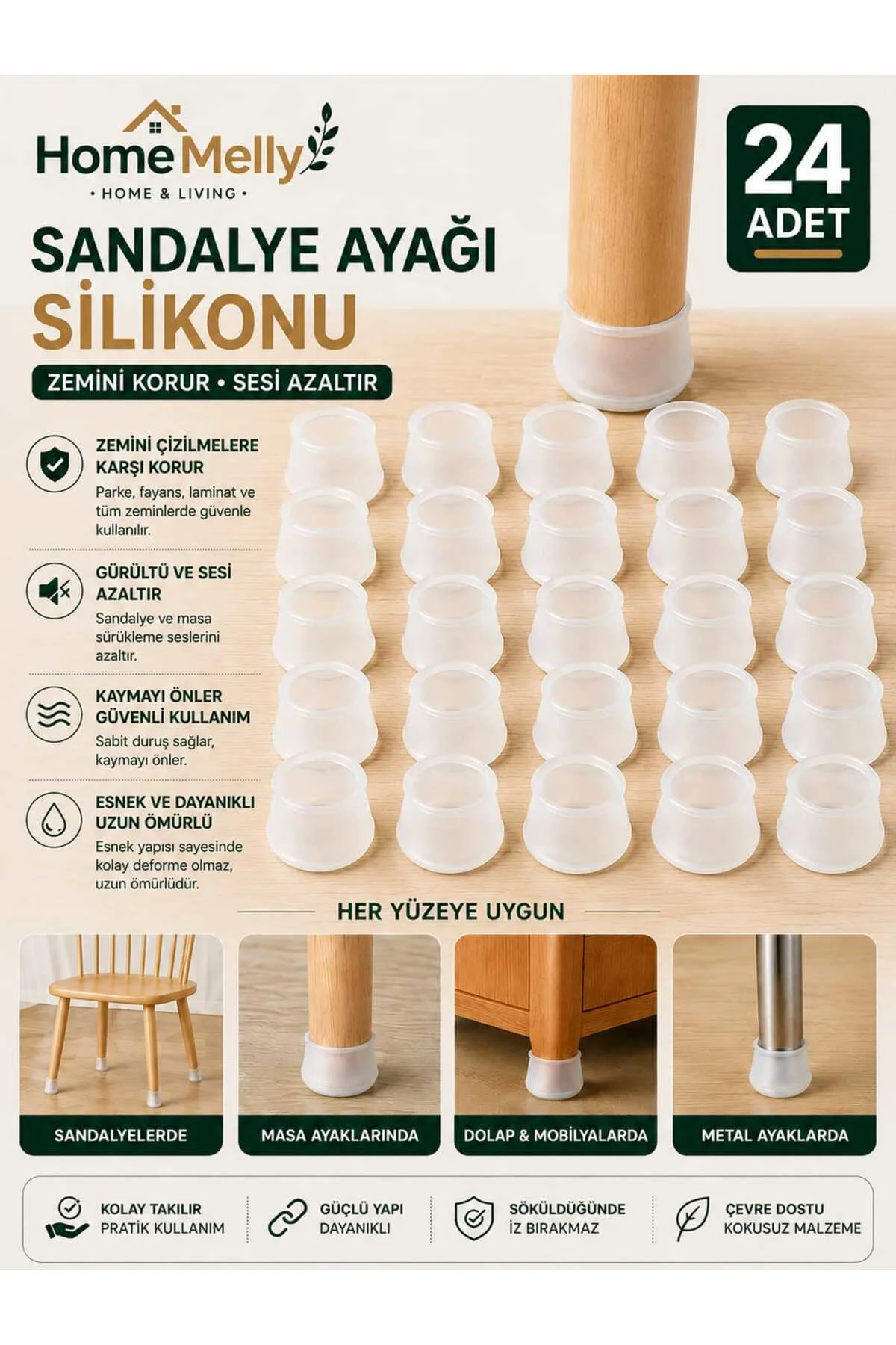24’lü Silikon Masa & Sandalye Ayak Koruyucu – Gürültü Emici, Parke Koruyucu 24’lü Silikon Masa & Sandalye Ayak Koruyucu – Gürültü Emici, Parke Koruyucu
