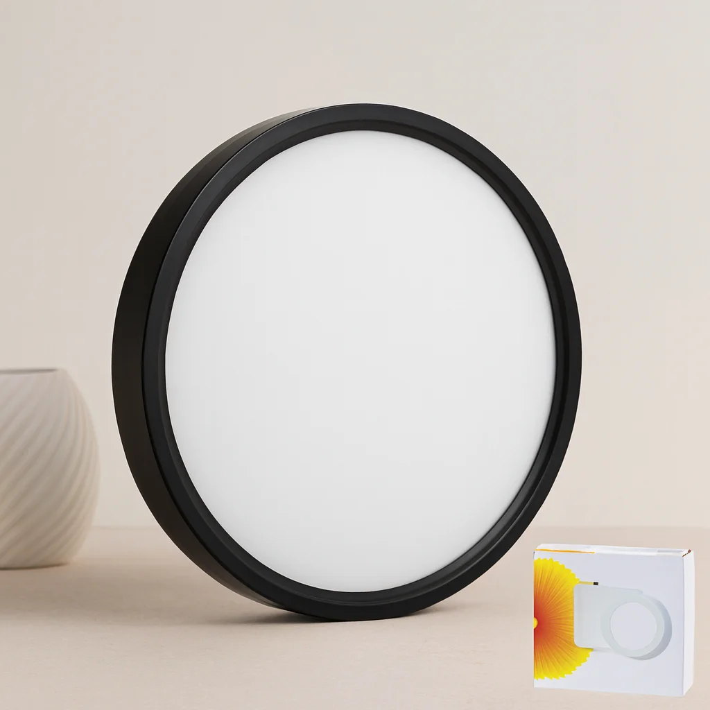 24W LED Slim Panel Yuvarlak Siyah Metal Kasa 6500K (Sıva Üstü, 1680 lm)