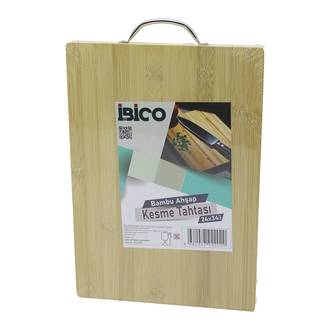 24X34 X 1.7CM LUX AHŞAP BAMBU KESİM PANOSU - KESME TAHTASI METAL 