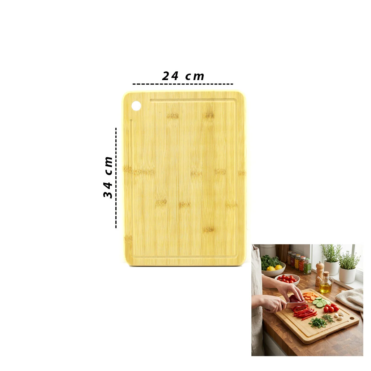 24X34X1.8CM AHŞAP BAMBU KESİM PANOSU - KESME TAHTASI (4741)