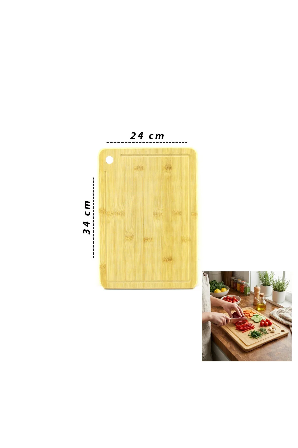 24X34X1.8CM Ahşap Bambu Kesim Panosu - Kesme Tahtası 24X34X1.8CM Ahşap Bambu Kesim Panosu - Kesme Tahtası