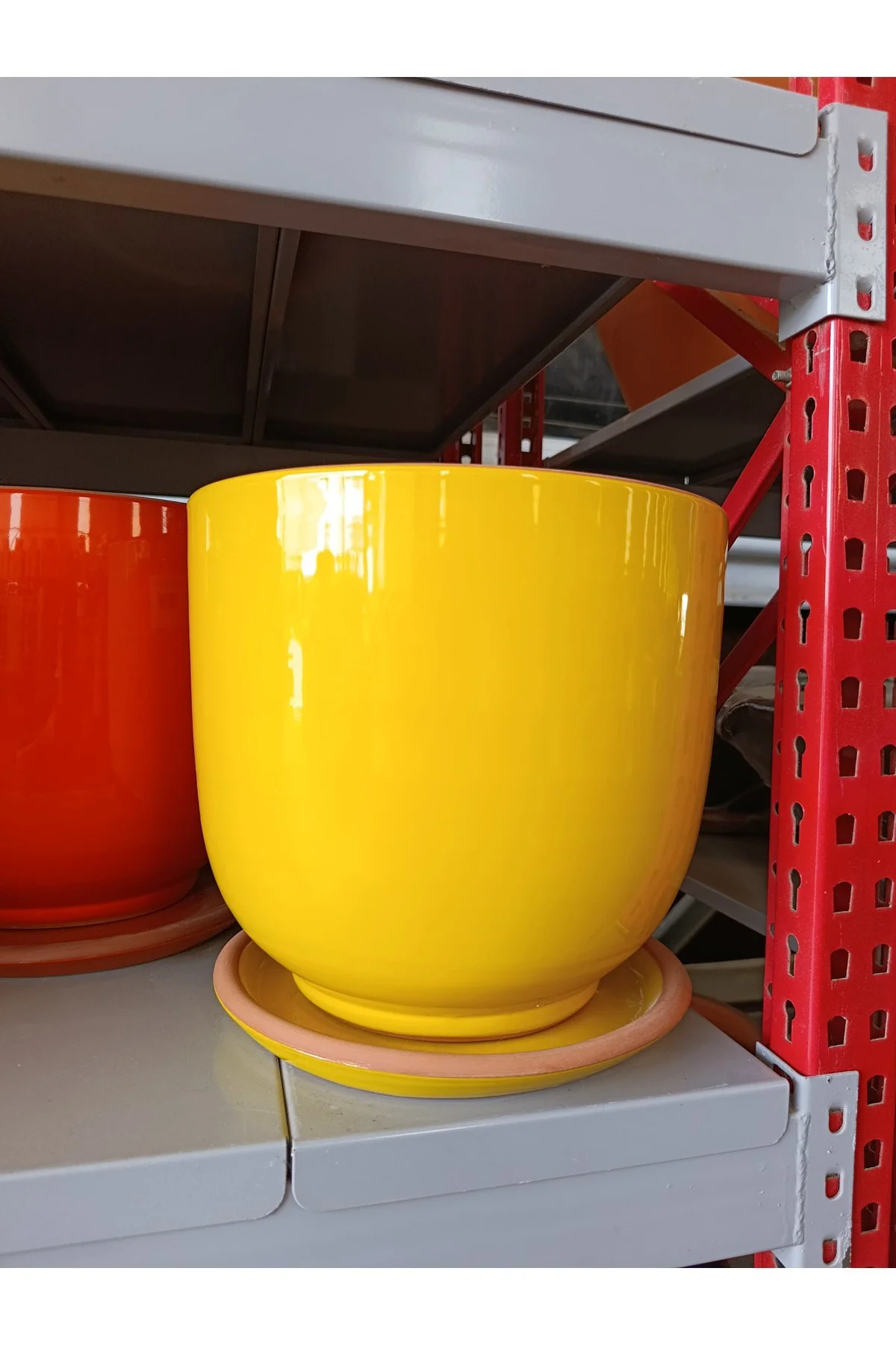 25-30 Litre Tabaklı Sarı Dekoratif Toprak Saksı - Görsel 4
