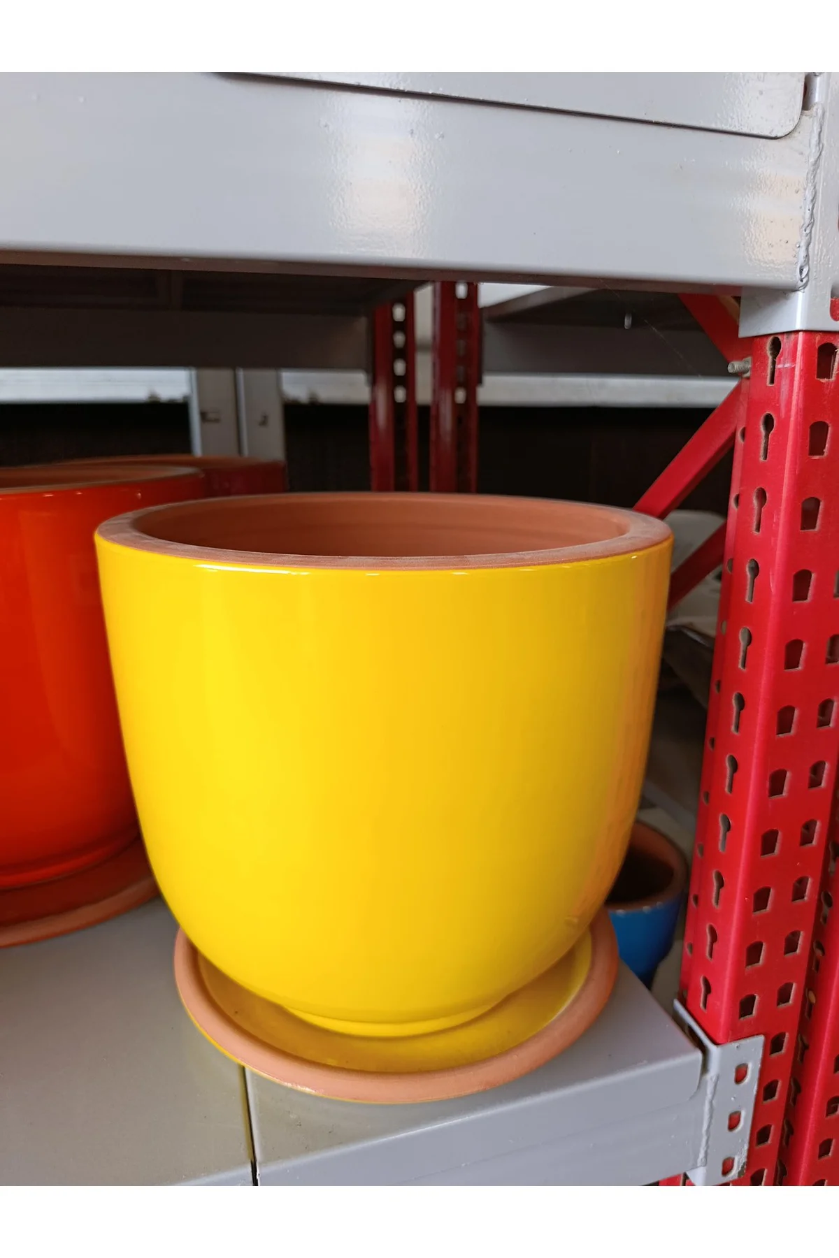 25-30 Litre Tabaklı Sarı Dekoratif Toprak Saksı - Görsel 3