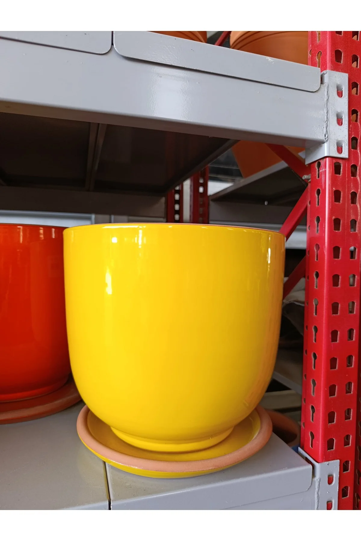 25-30 Litre Tabaklı Sarı Dekoratif Toprak Saksı - Görsel 2