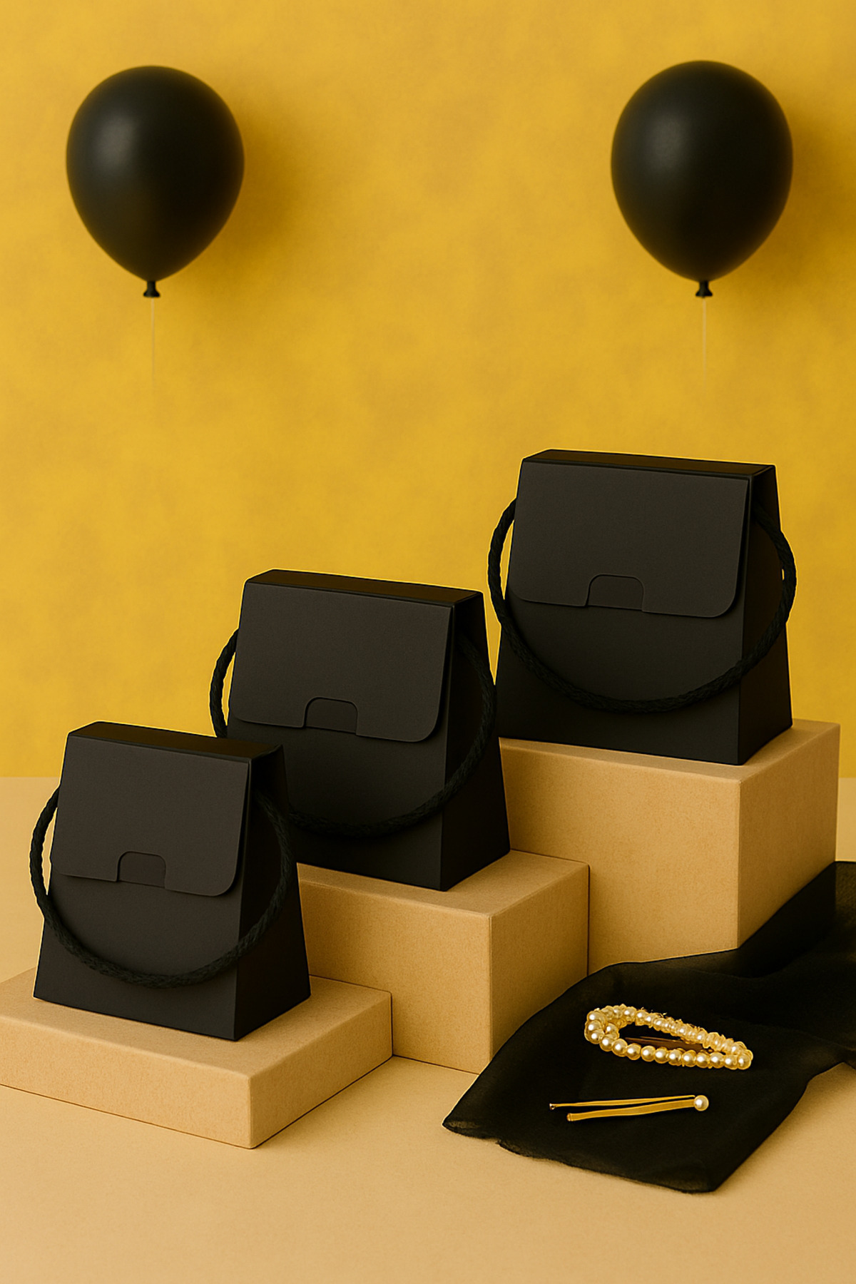 25 Adet Konsept Özel Tasarım Hediye Kutusu Çanta Boş Karton Hediy