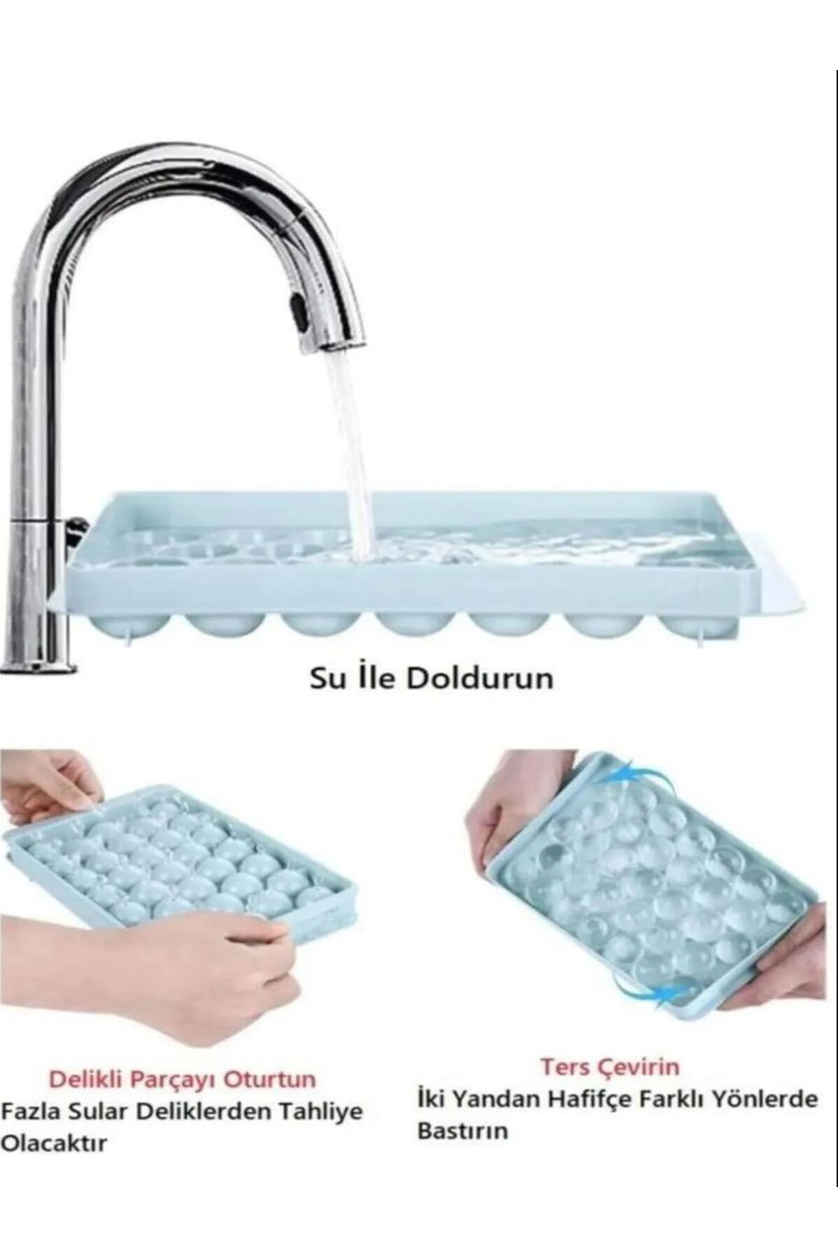 2.5 cm Çap Yuvarlak Buz Küpü Yapma Tepsisi 33 Bölmeli Küre Top Bu