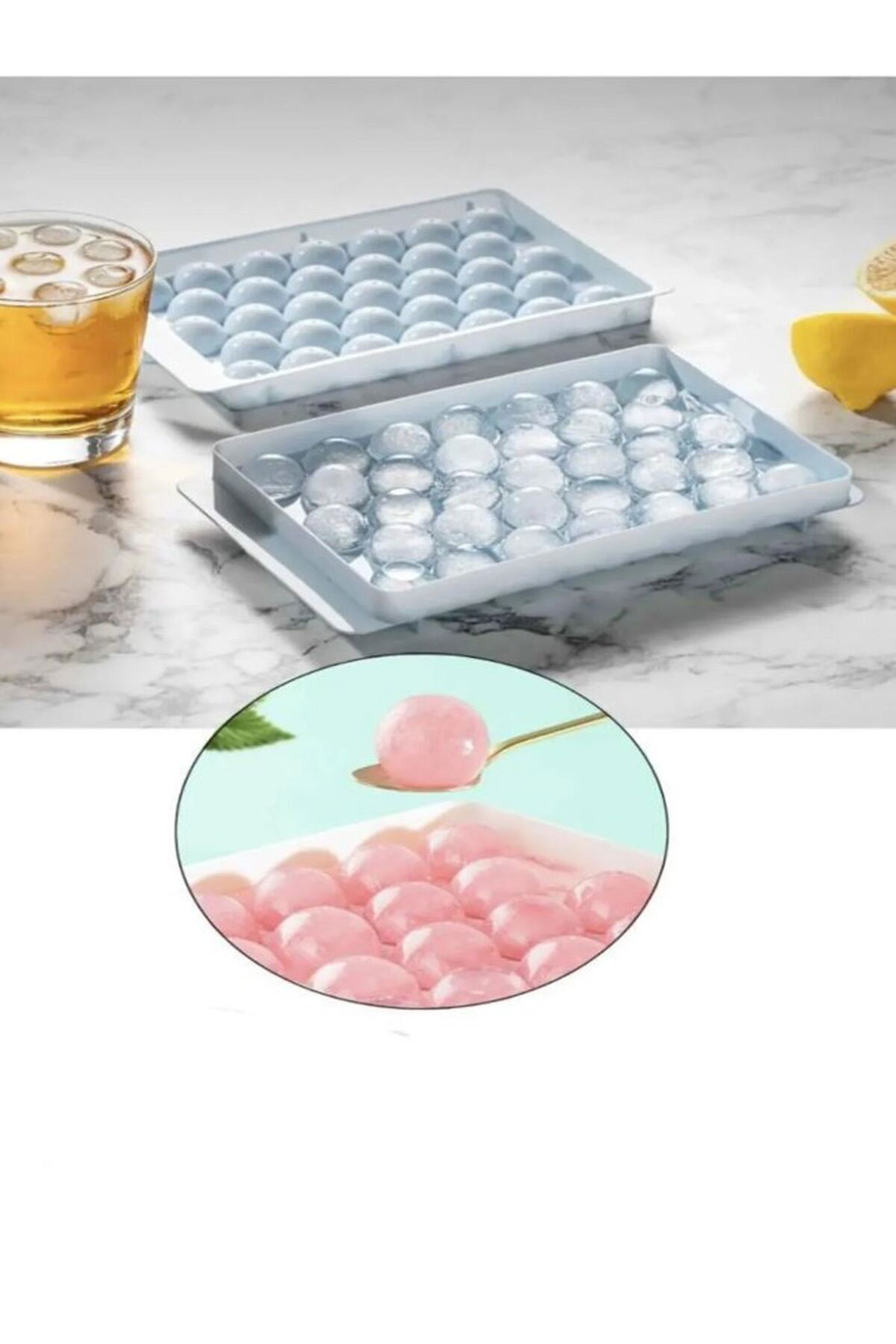 2.5 cm Çap Yuvarlak Buz Küpü Yapma Tepsisi 33 Bölmeli Küre Top Bu