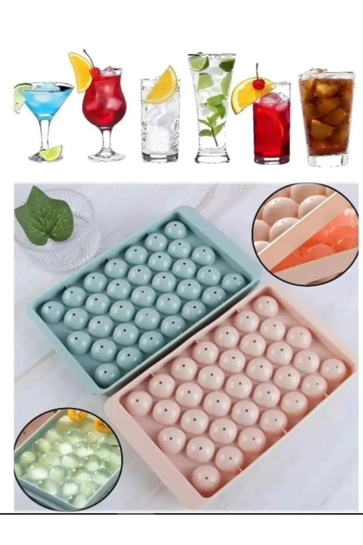 2.5 cm Çap Yuvarlak Buz Küpü Yapma Tepsisi 33 Bölmeli Küre Top Bu