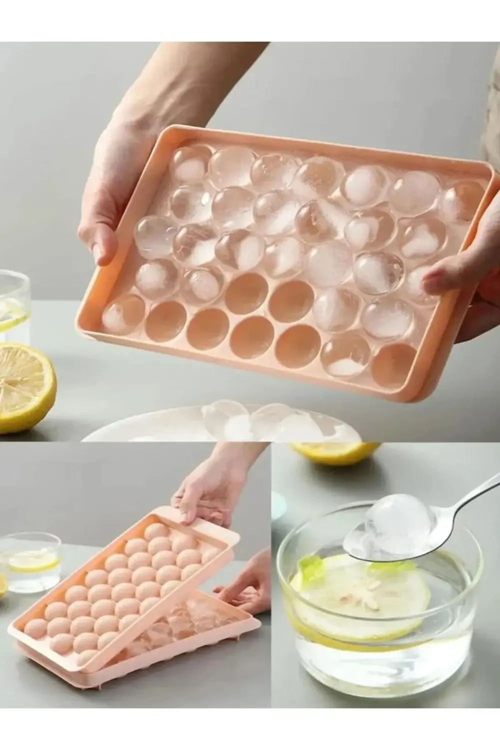 2.5 cm Çap Yuvarlak Buz Küpü Yapma Tepsisi 33 Bölmeli Küre Top Bu