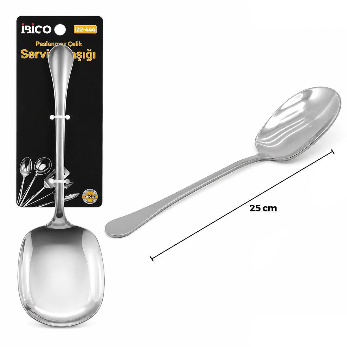 25 cm Paslanmaz Çelik Metal Servis Kaşığı Krom Kaplama 25 cm Paslanmaz Çelik Metal Servis Kaşığı Krom Kaplama
