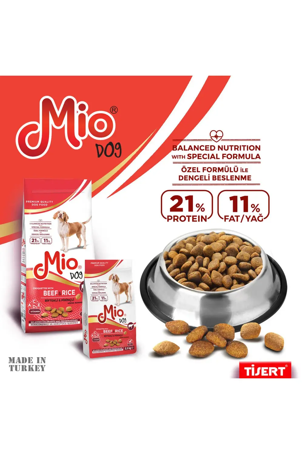 2,5 kg Biftekli ve Pirinçli Yetişkin Köpek Maması