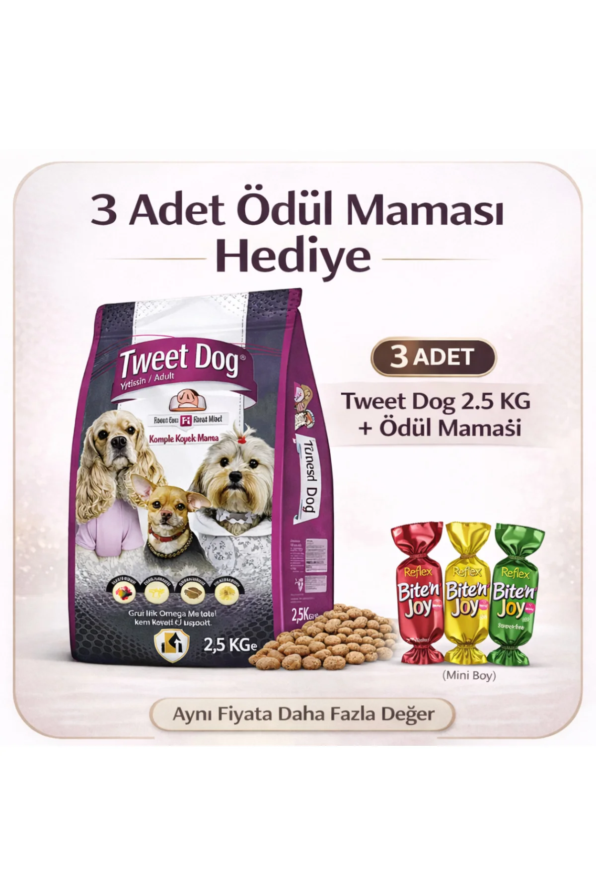 2.5 Kg Yetişkin Köpek Maması + 3 Adet Biten Joy Ödül Maması Hediy