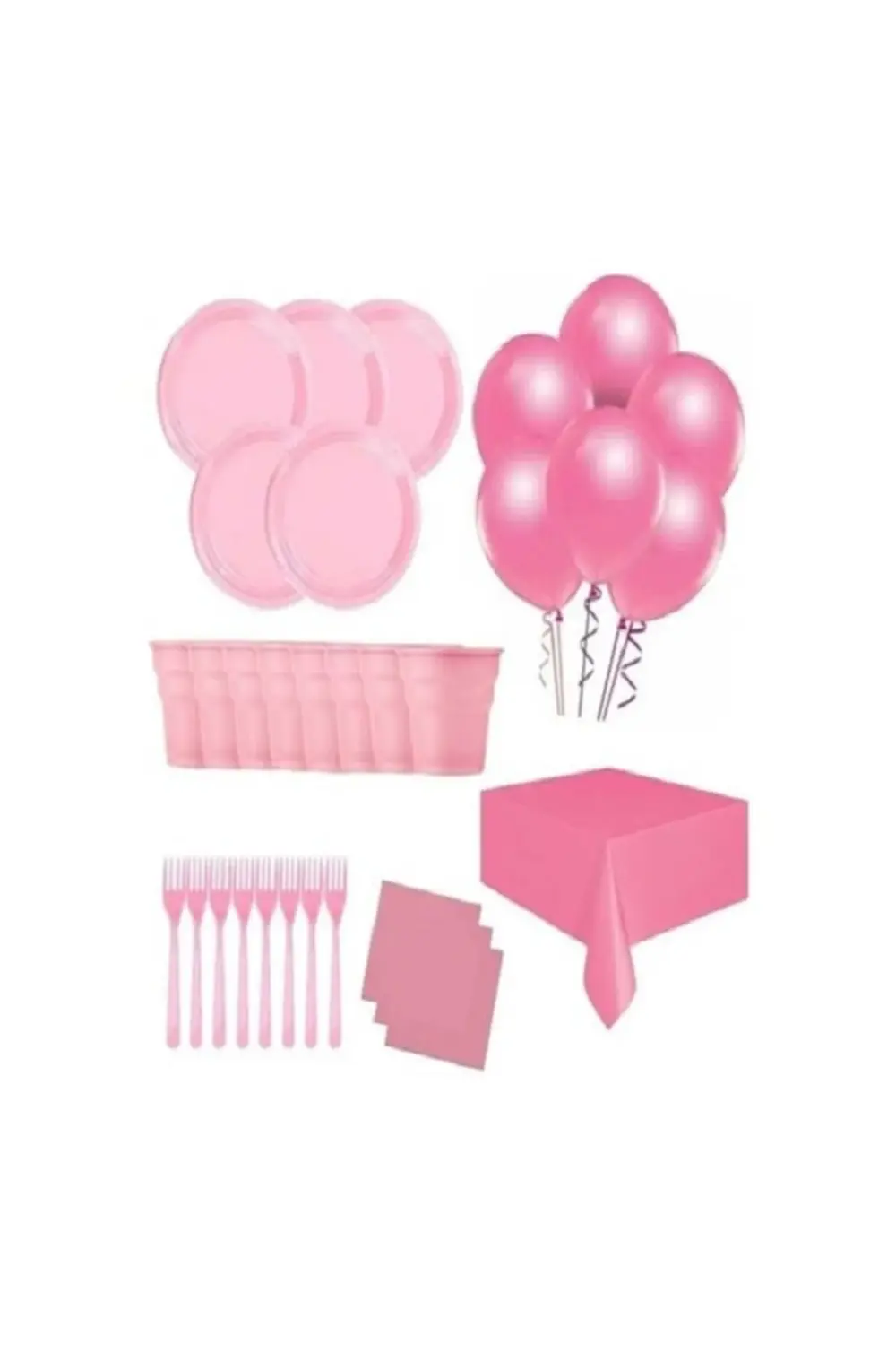 25 Kişilik Ekonomik Pembe Konseptli Doğum Günü Parti Seti