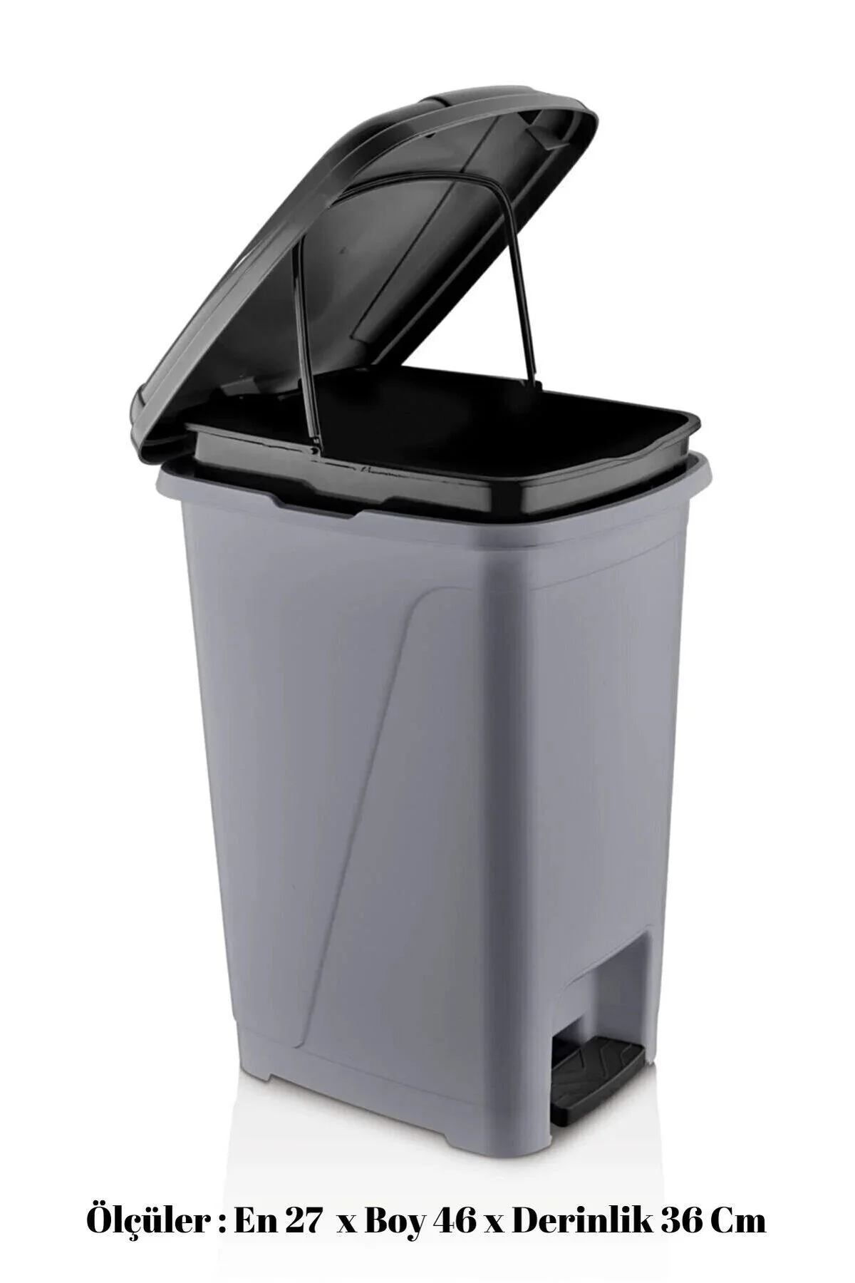 25 Litre Iç Kovalı Slim Pedallı Çöp Kovası Gri