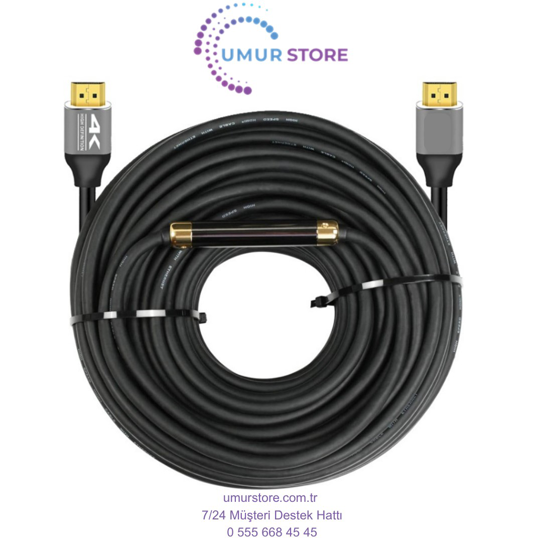 25 Metre 4K HDMI Kablo Erkek-Erkek – Altın Uçlu, 18GBPS, Arc & Et