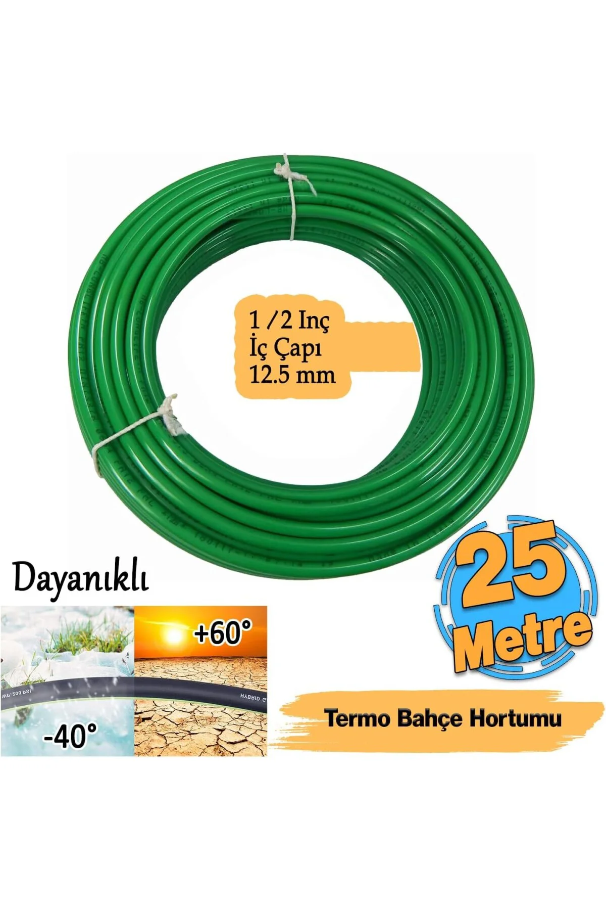 25 METRE Termo Bahçe Hortumu Dayanıklı 3 Katlı Sağlam Çeşme Su Su