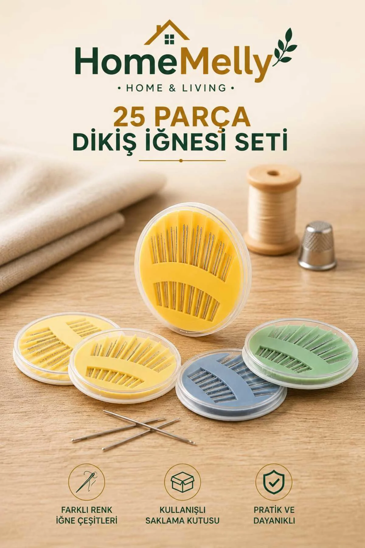 25 Parça Dikiş İğnesi Seti, Boy Boy Dikiş İğnesi