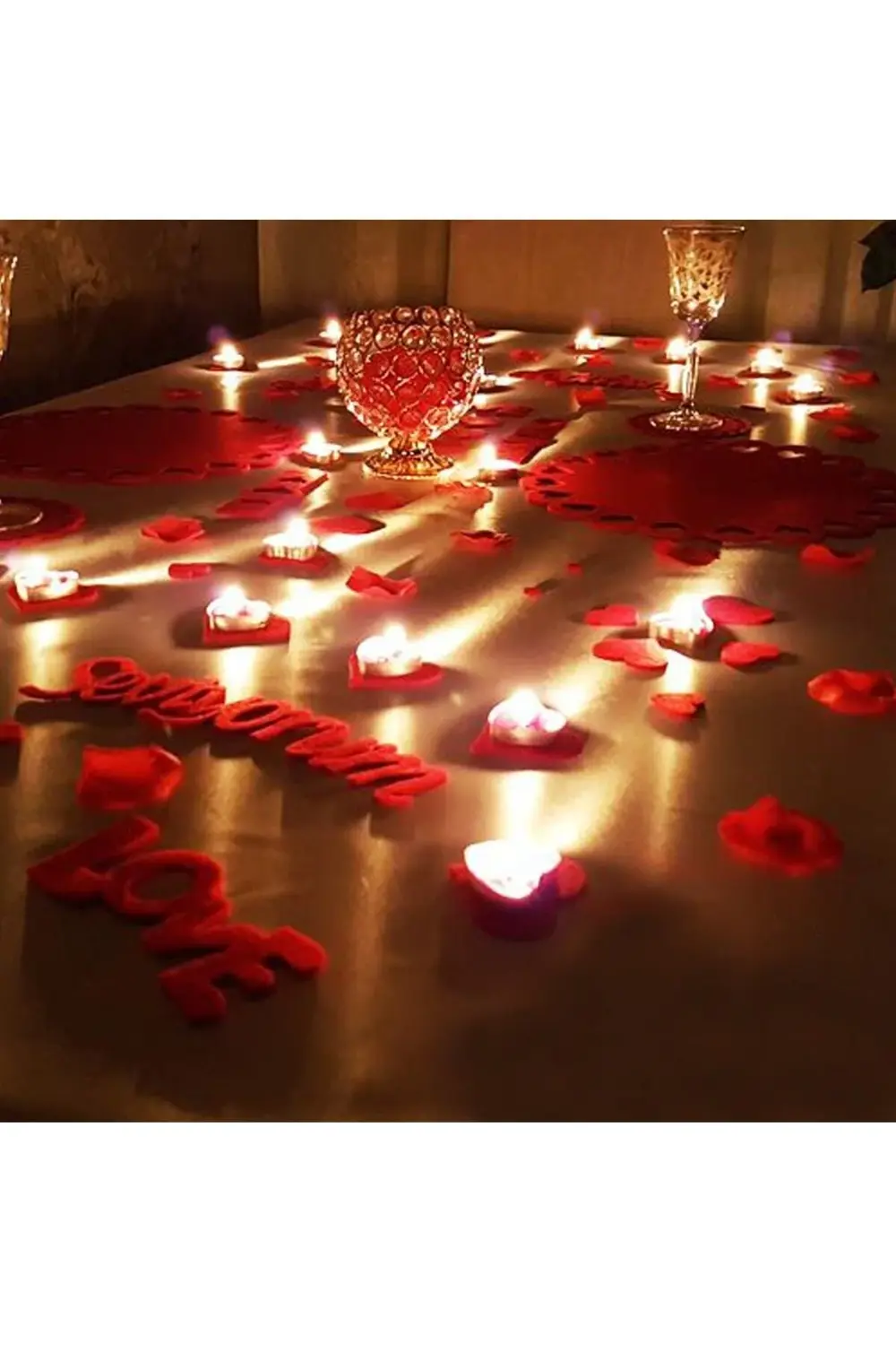 25 Parça Romantik Doğum Günü Masa Süslemesi Kırmızı Keçe Seti