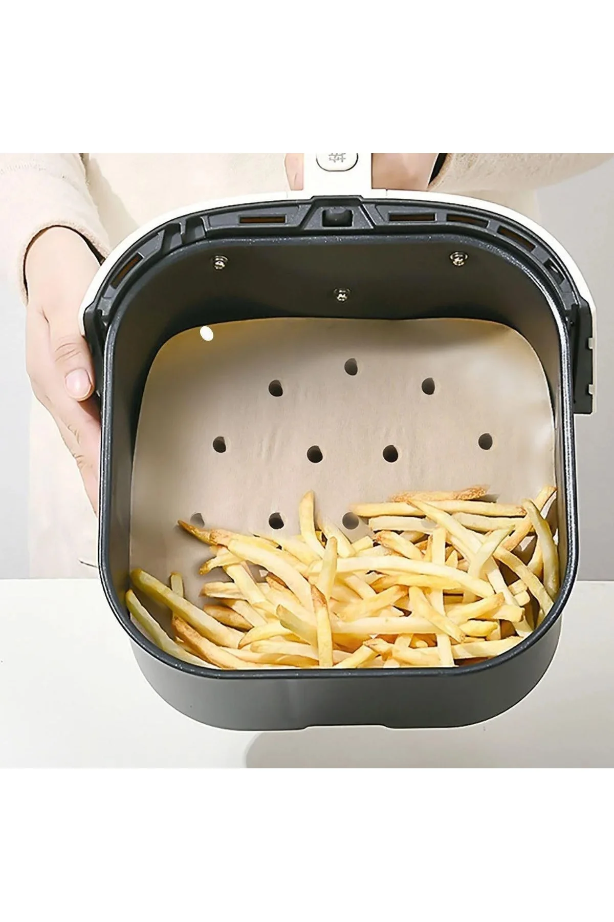 250 Adet Air Fryer Pişirme Kağıdı Tek Kullanımlık Hava Fritöz Yağ Geçirmez Yapışmaz Gıda Pişirme Kağ