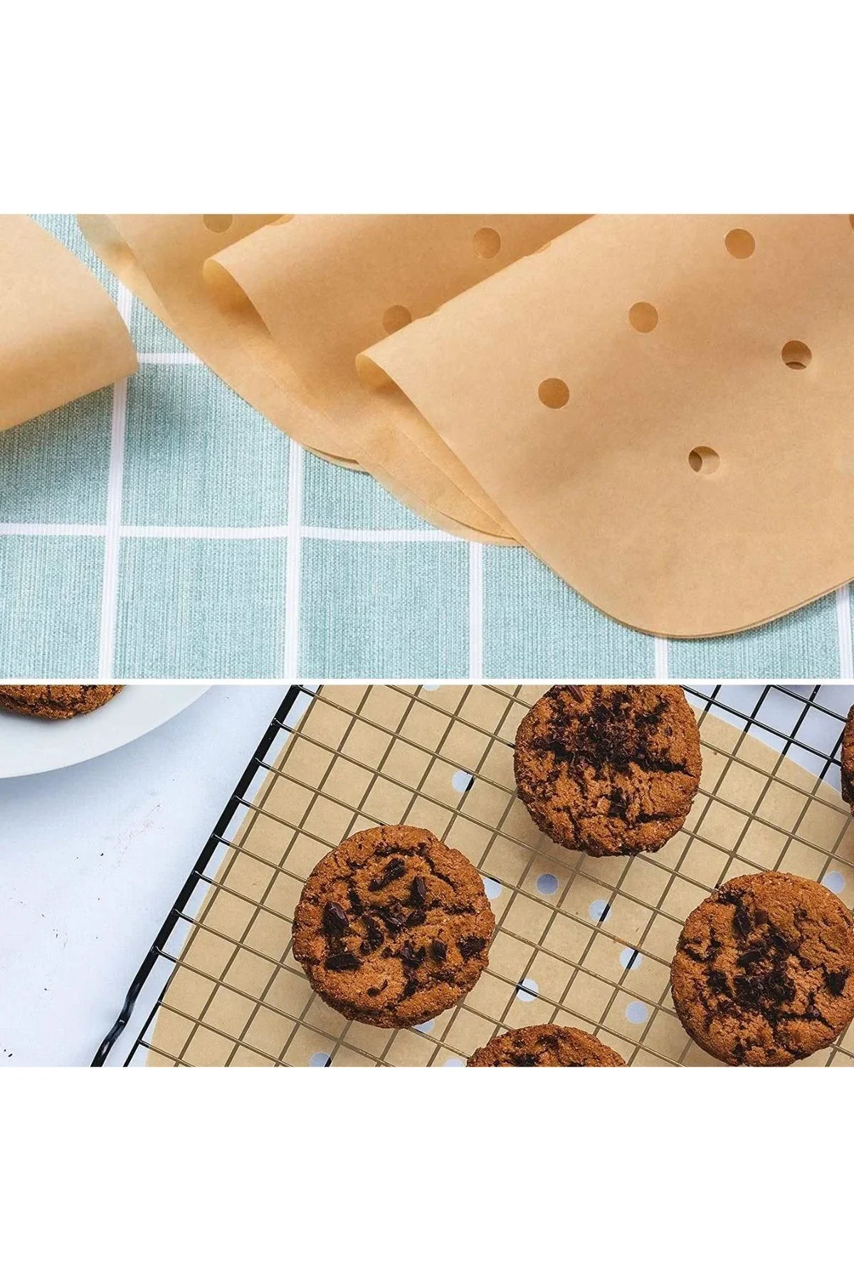 250 Adet Air Fryer Pişirme Kağıdı Tek Kullanımlık Hava Fritöz Yağ Geçirmez Yapışmaz Gıda Pişirme Kağ