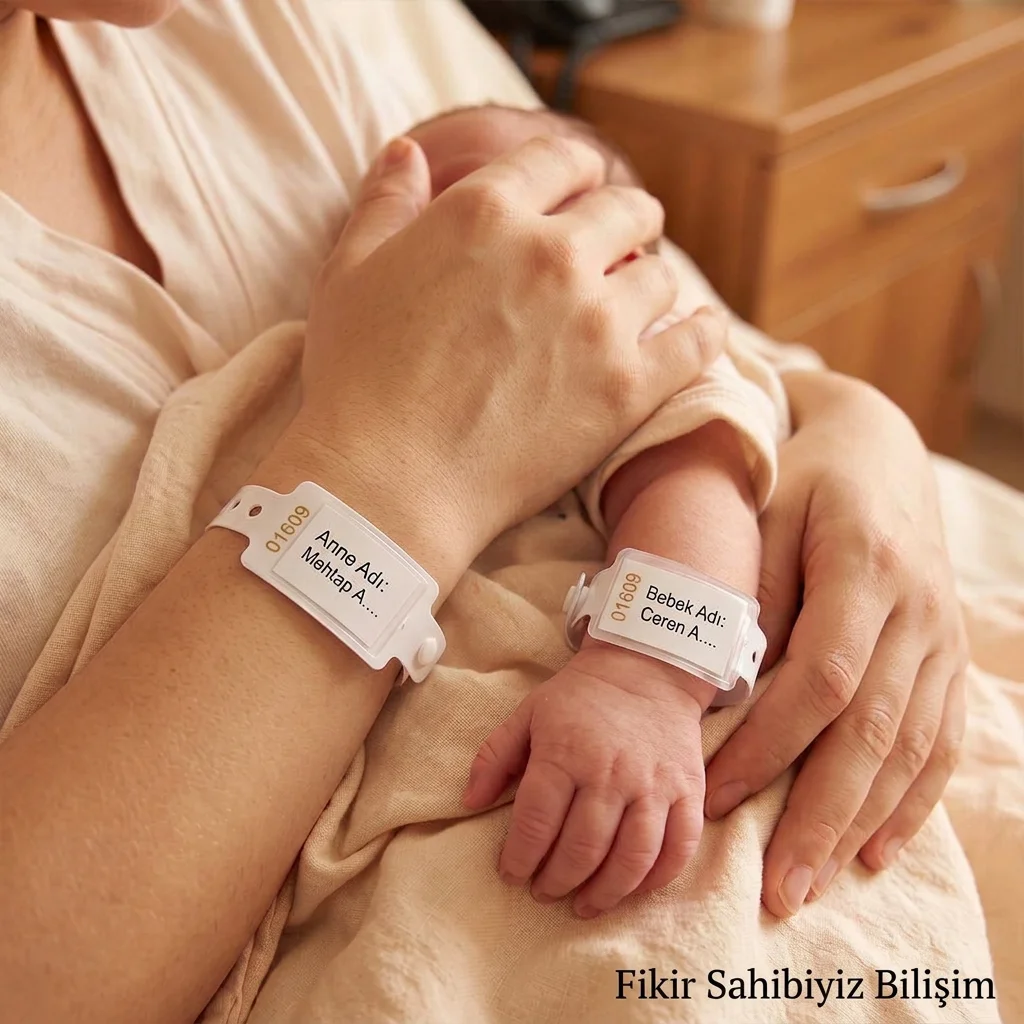 250 Adet Anne Bebek Kol Bandı Takip Bilekliği Beyaz - Doğumhane Kilitli - Sağlık Bakanlığı Uyumlu Seri Nolu