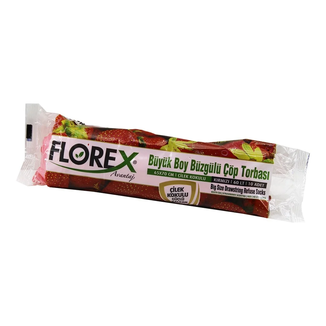 250 Adet Florex-502 Çilek Kokulu  Büzgülü  Büyük  10pcs 65x70cm Çöp Torbası  25x10=250 Bx40 Fiyatı, Yorumları ve Özellikleri