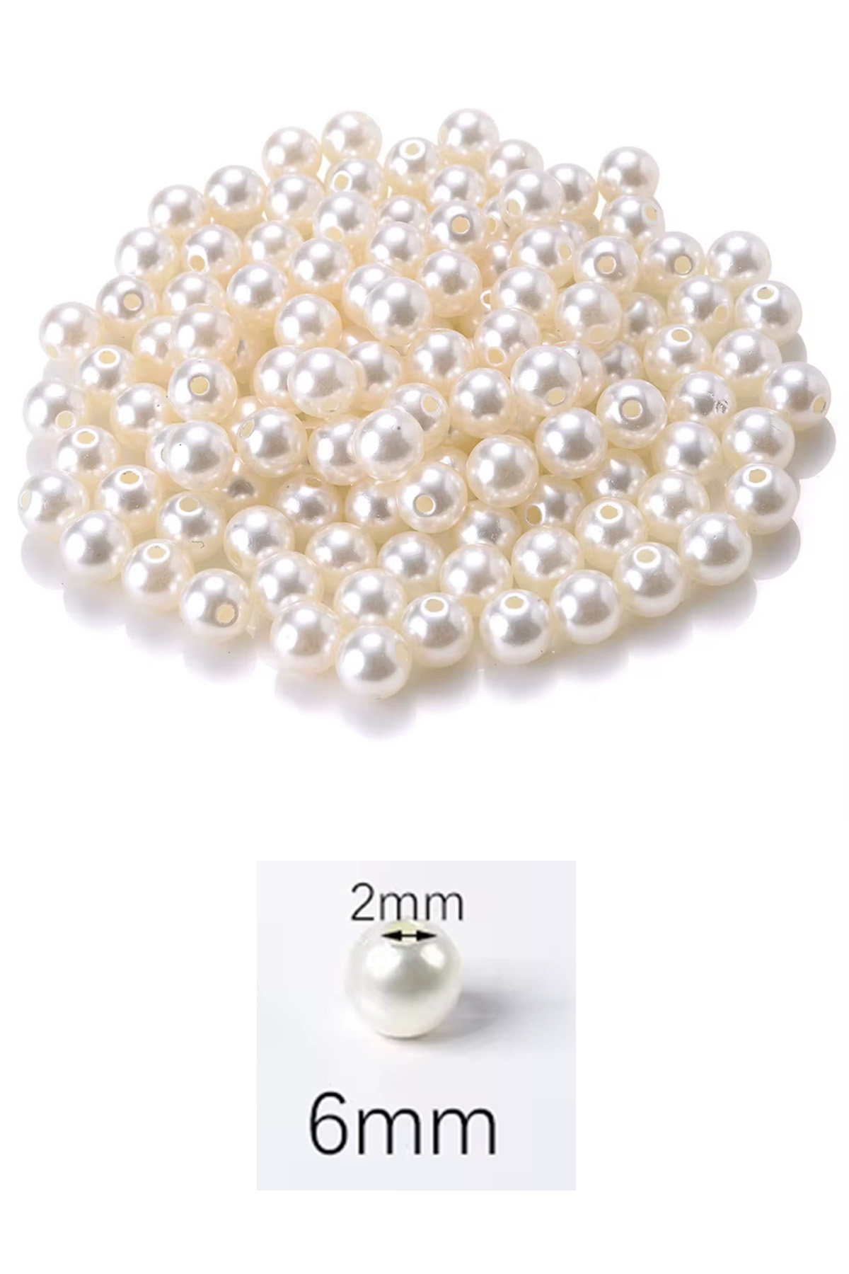 Just Cheap Store 250 Gram 6Mm Krem Renk Plastik İnci Boncuk Çanta Ve Taki Yapim Bo