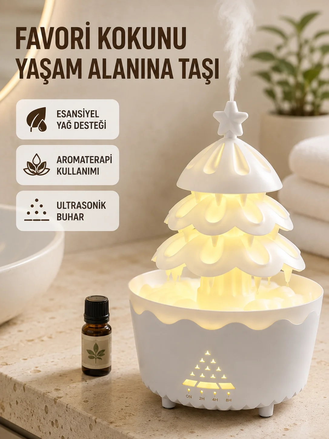 250 ML Şans Ağacı Hava Nemlendirici Çok Renkli Işıklı Aroma Cihazı Fiyatı, Yorumları ve Özellikleri