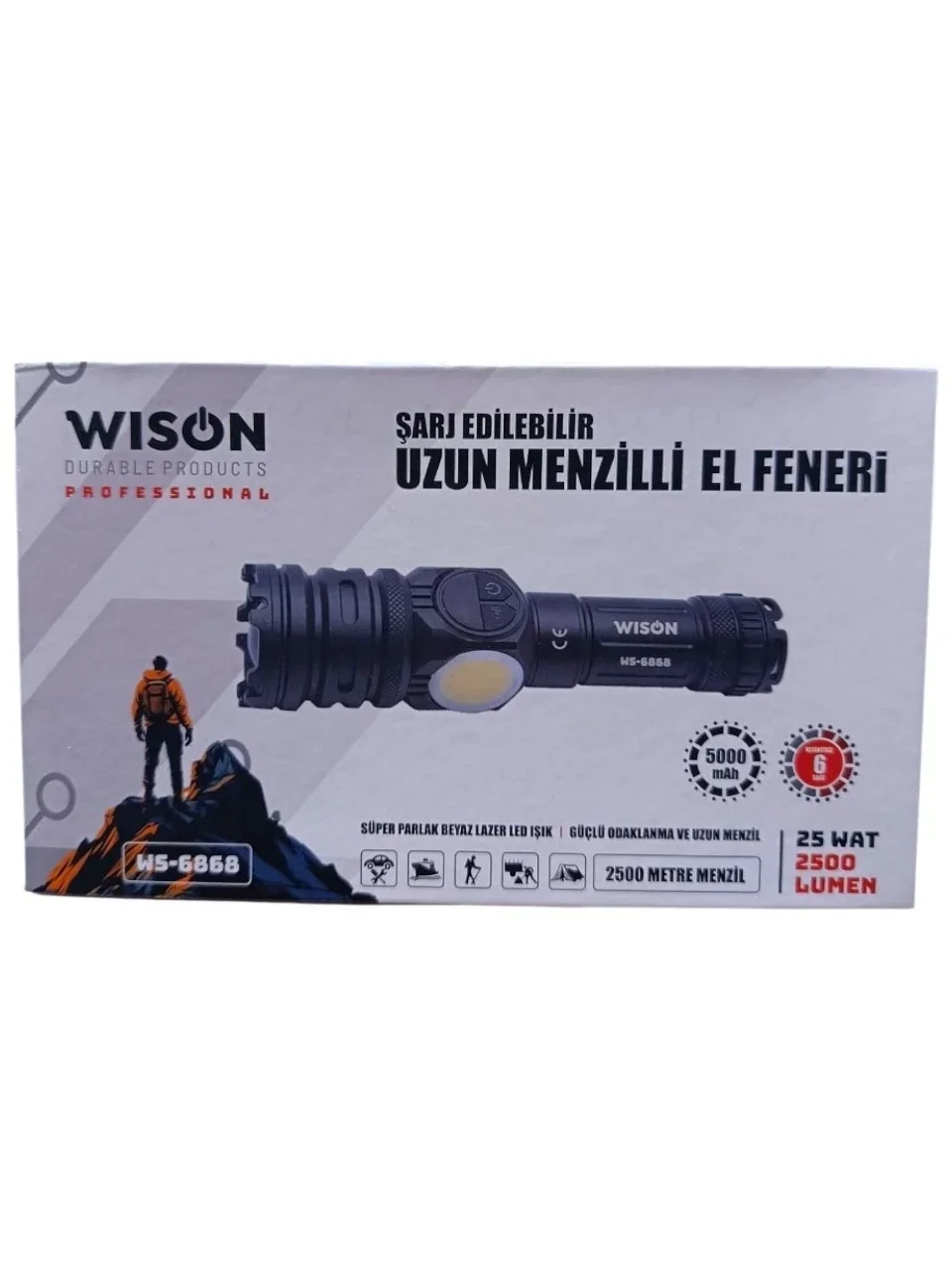 2500 Lümen 25 Wat 5000 Mah Pil Şarj Edilebilir Uzun Menzilli El Feneri Ws-6868 Bx40 Fiyatı, Yorumları ve Özellikleri