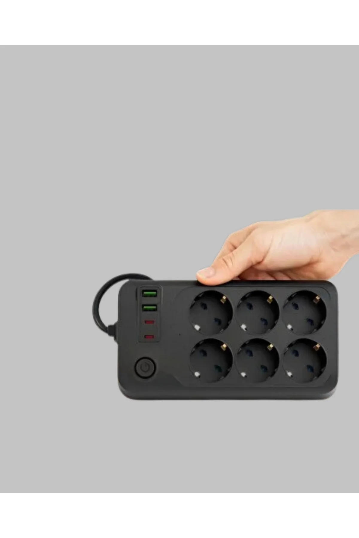 2500W Güçlü 6’lı Priz USB ve Type-C Çıkışlı Termal Korumalı