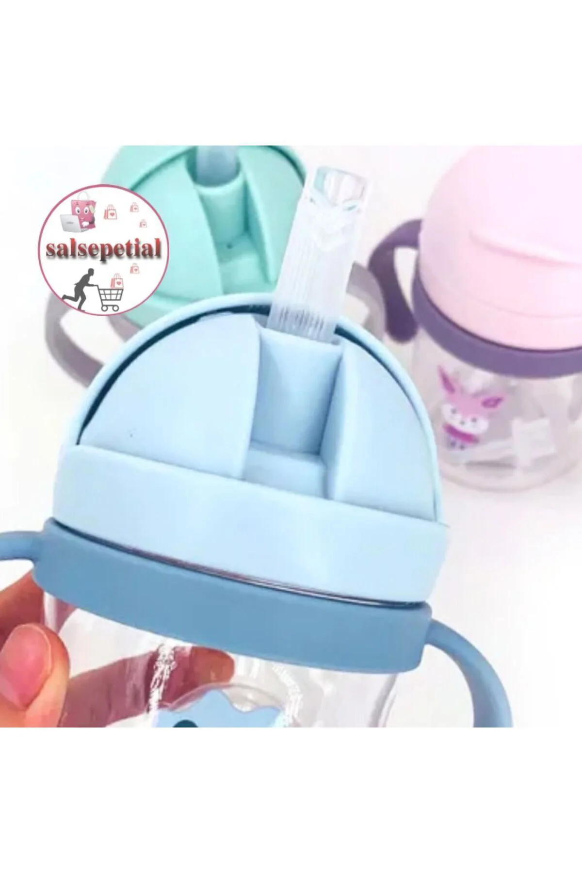 250ml Figürlü Pipeti Suluk Bebek Matara Sevimli Su Şişesi Bebek P