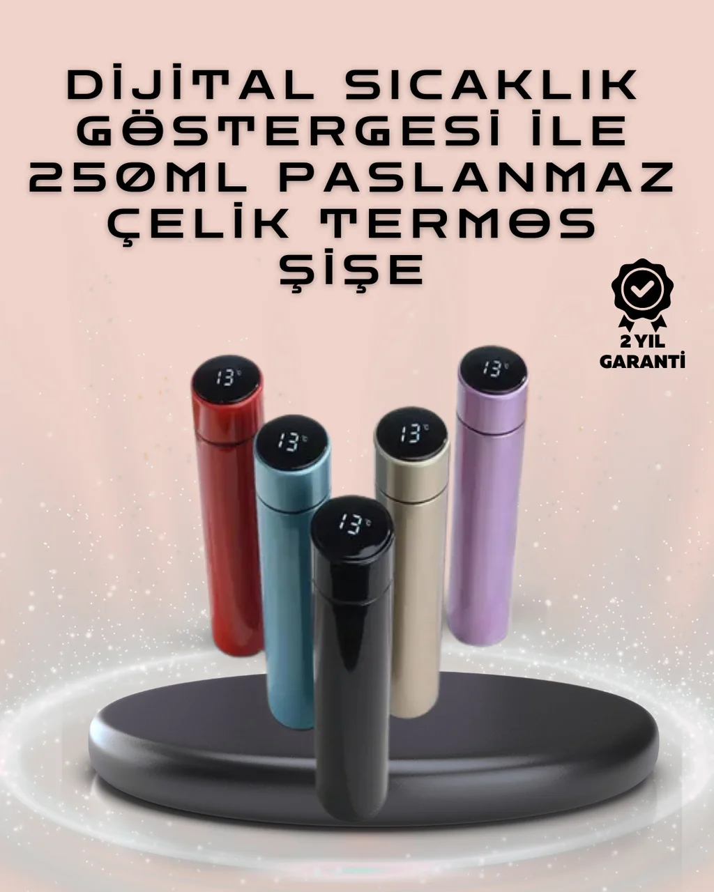 250ml Led Ekranlı Paslanmaz Çelik Akıllı Termos - Lisinya Diğer