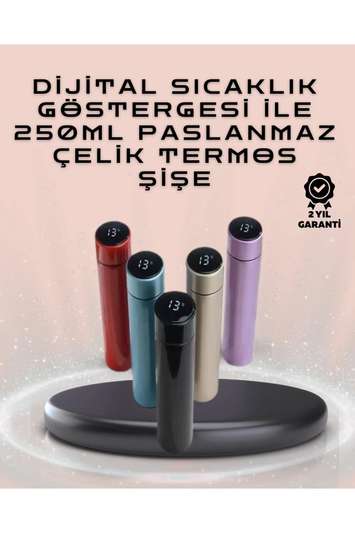 250ml LED Ekranlı Paslanmaz Çelik Akıllı Termos