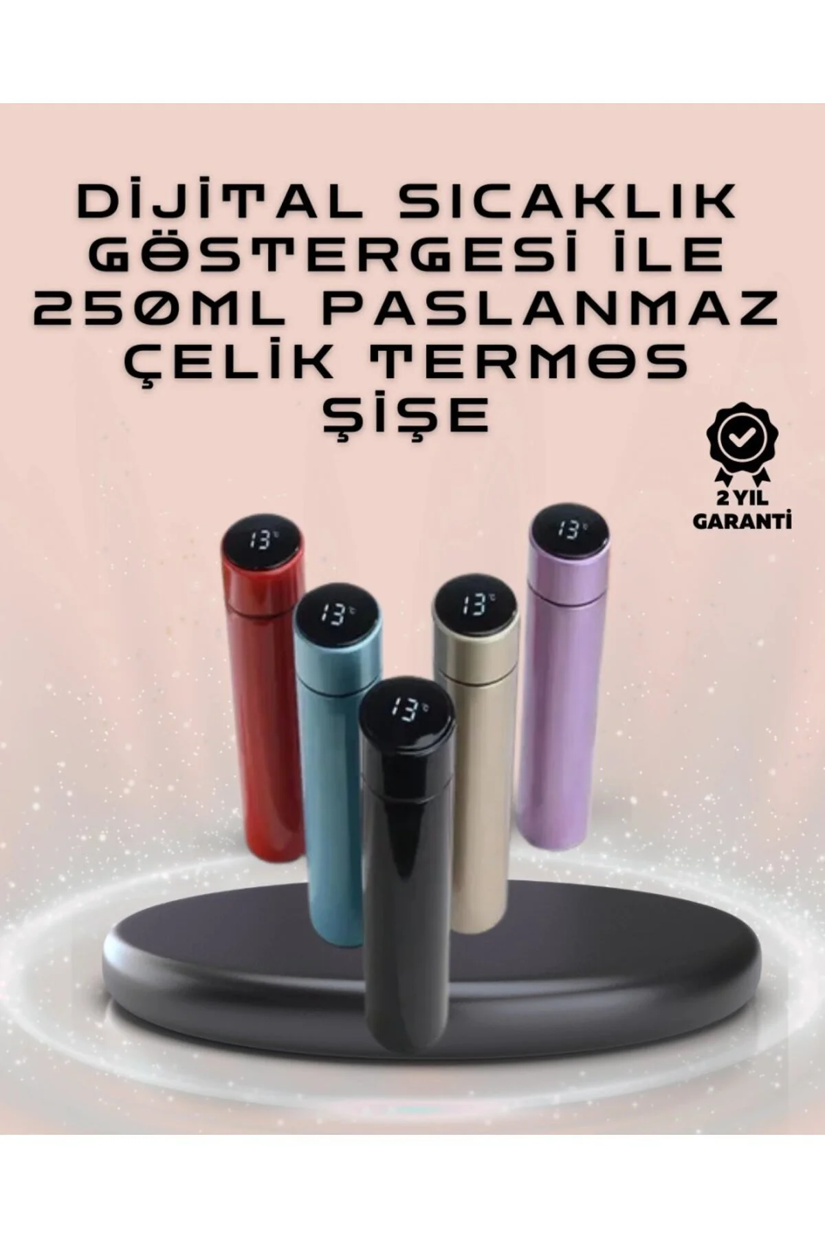 250ml Led Ekranlı Paslanmaz Çelik Akıllı Termos