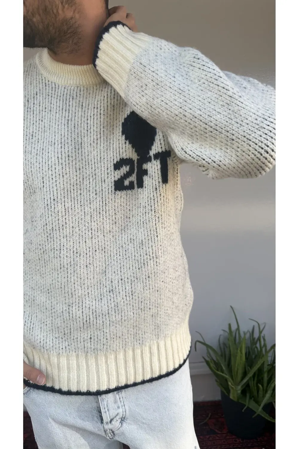 2512 Kalp Desenli Yün Kazak