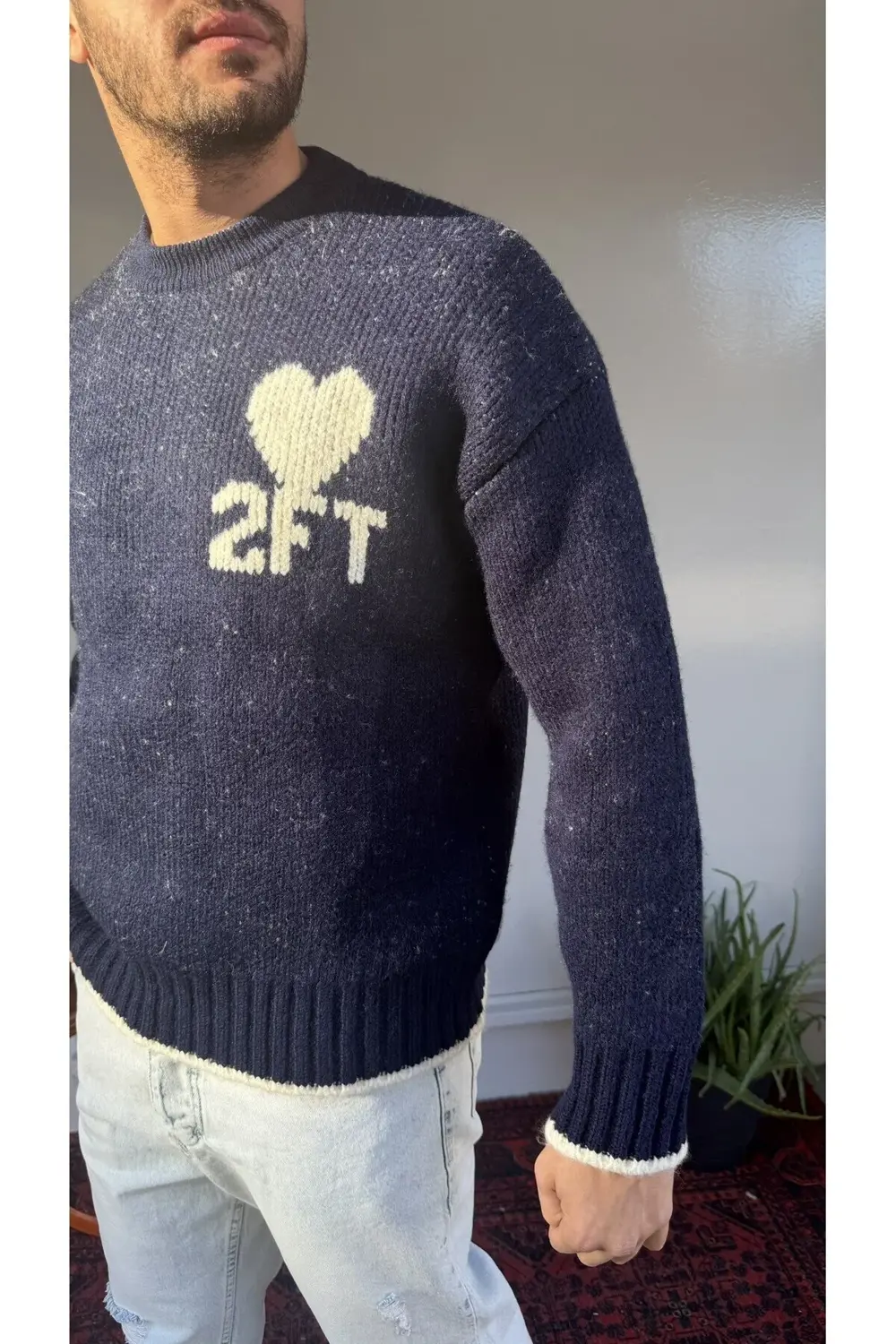 2512 Kalp Desenli Yün Kazak