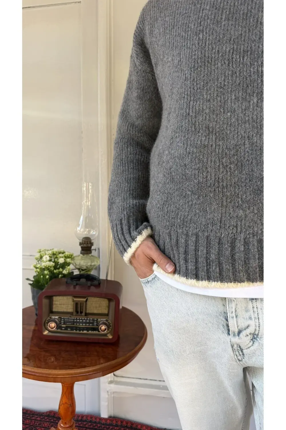 2512 Kalp Desenli Yün Kazak