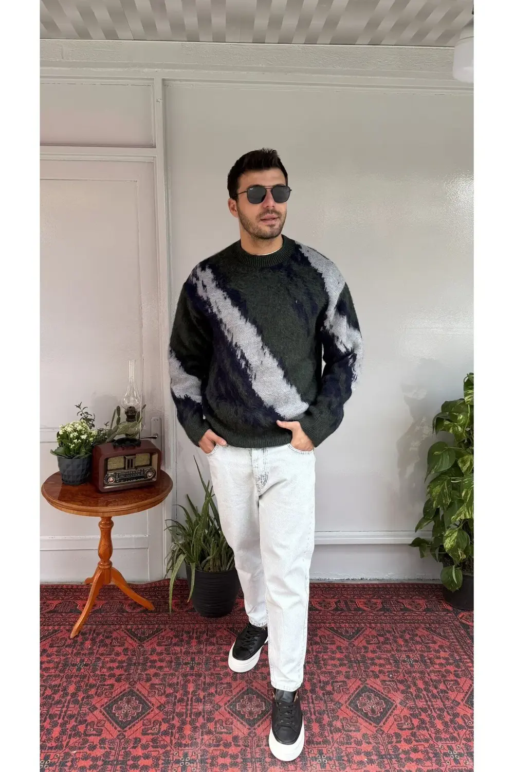 2512 Yeşil Desenli Triko 255027