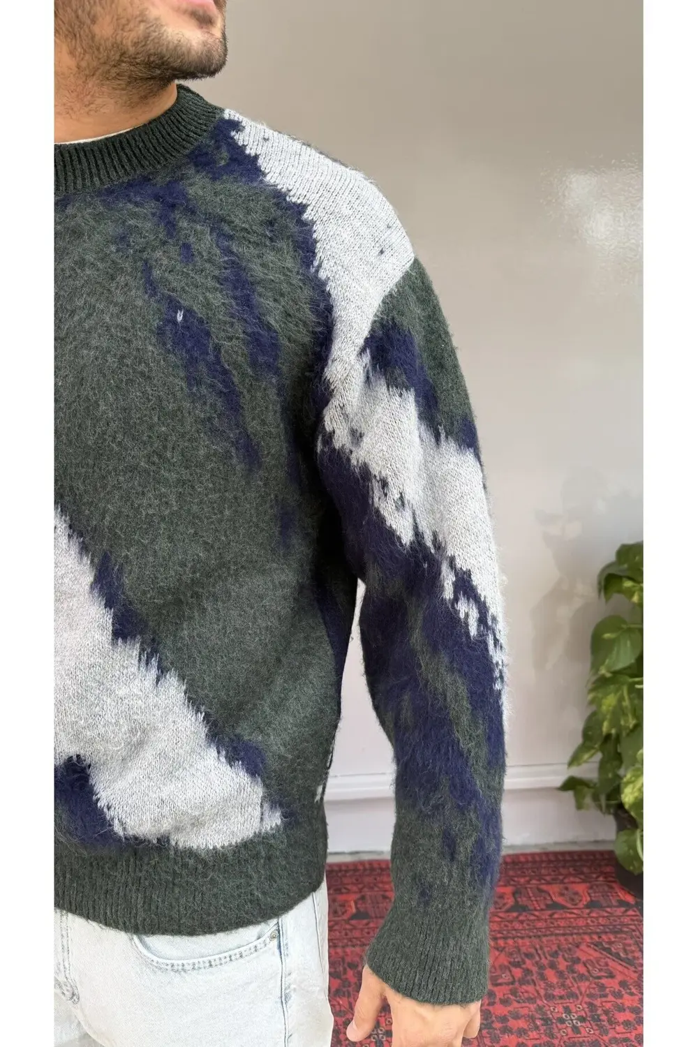 2512 Yeşil Desenli Triko 255027