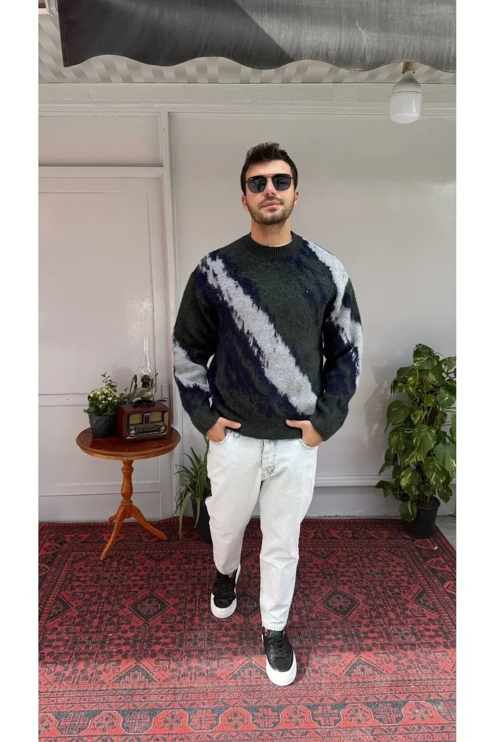 2512 Yeşil Desenli Triko 255027