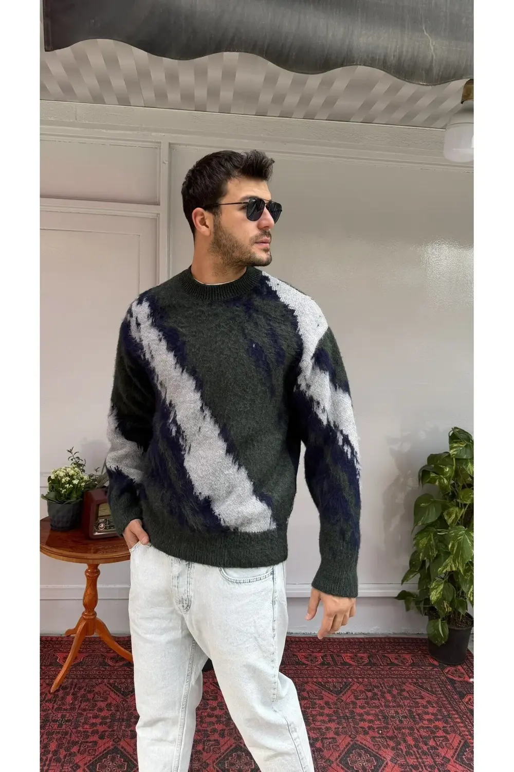 2512 Yeşil Desenli Triko 255027