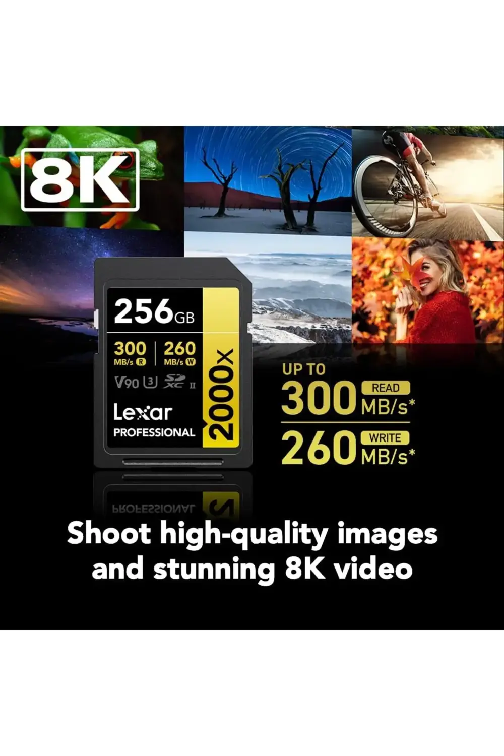 256GB Lexar® Professional 2000x SDXC™ UHS-II cards, - LSD2000256G