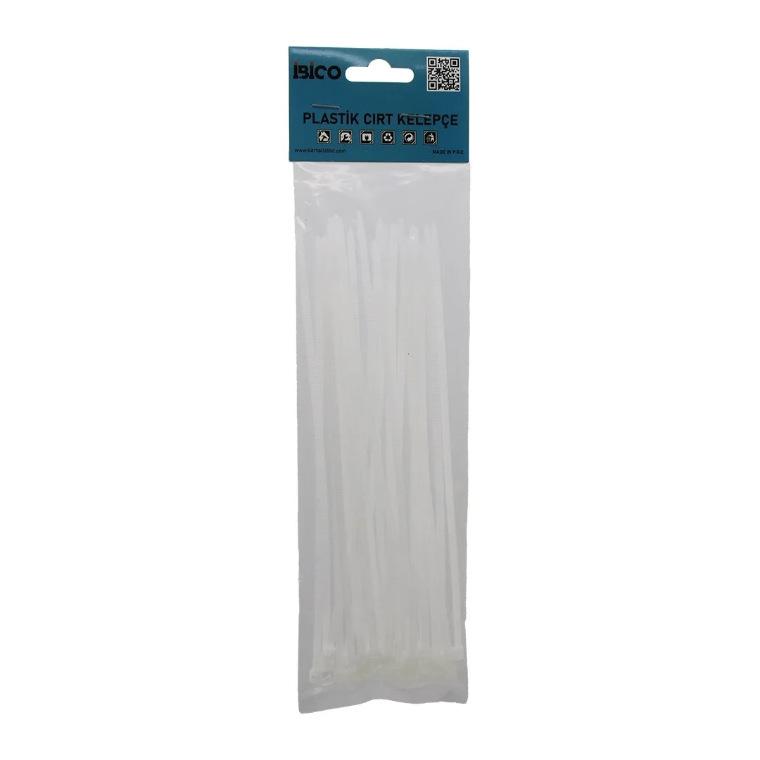 25'li Cırt Kelepçe - Plastik - Beyaz Renk - Kablo Bağı