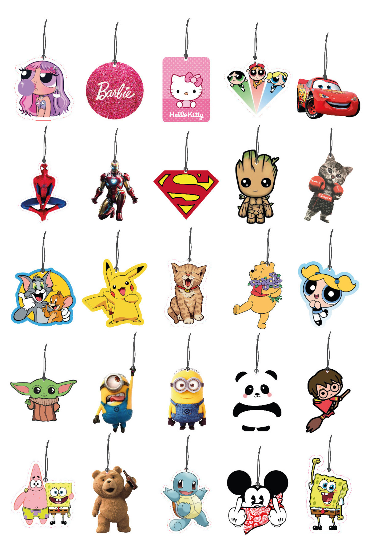 25li Çizgi Dizi Kahramanları Görselli Oto Kokusu Dikiz Ayna Süsü 